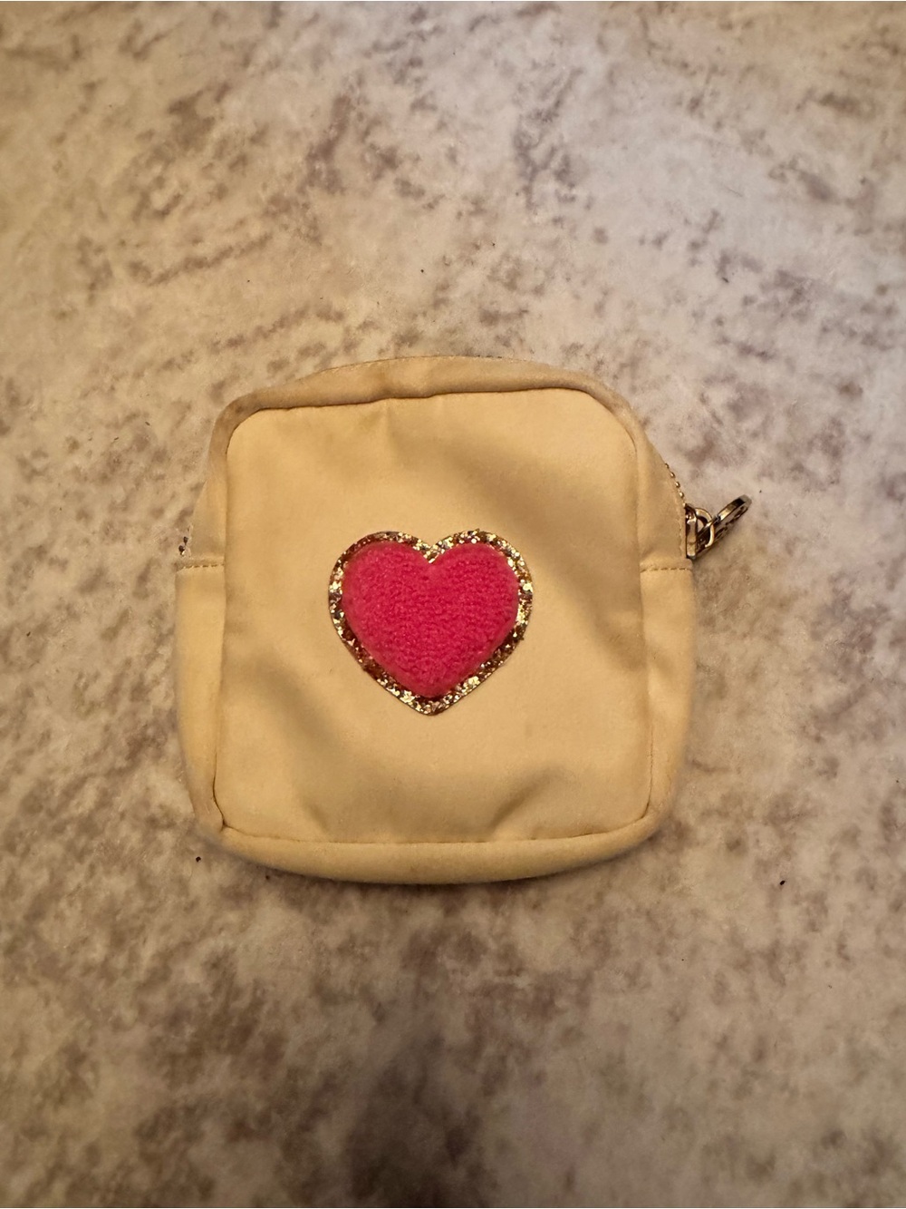 STONEY CLOVER LANE mini pouch with pink glitter heart